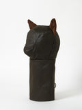 Structured Barbour-style waxed cotton golf driver headcover with textured corduroy ear accents.
