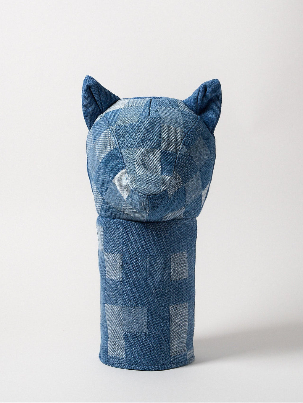 Vie Athletica Checkered Japanese denim driver head cover, front view