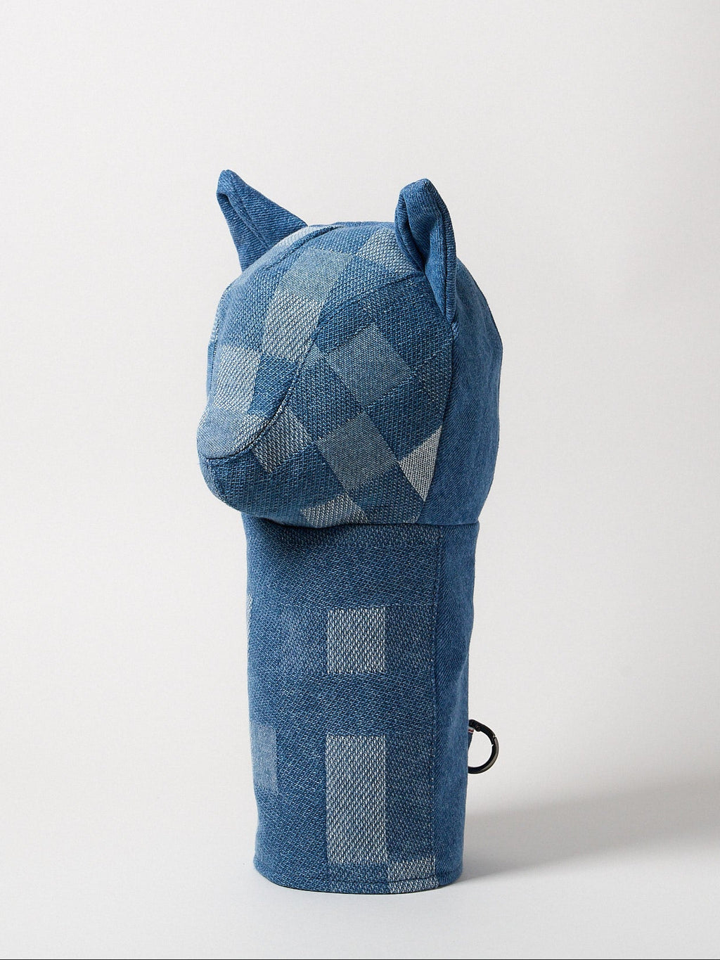 Vie Athletica Checkered Japanese denim driver head cover, side view