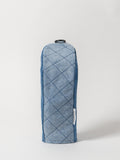 Diamond topstitch fairway wood headcover front view, light blue Japanese denim


