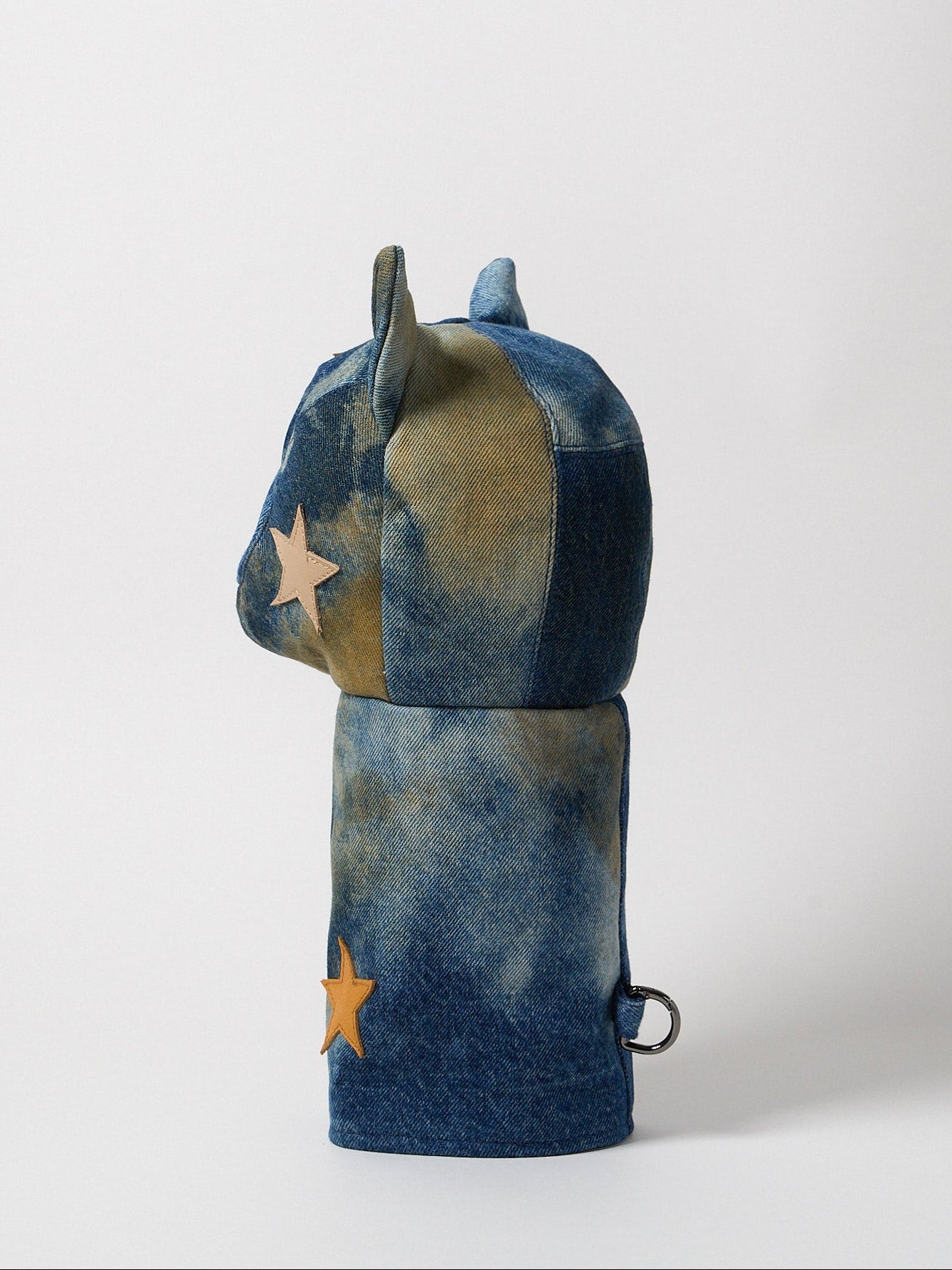 Washed indigo denim accented with cow leather star patchwork golf driver head cover