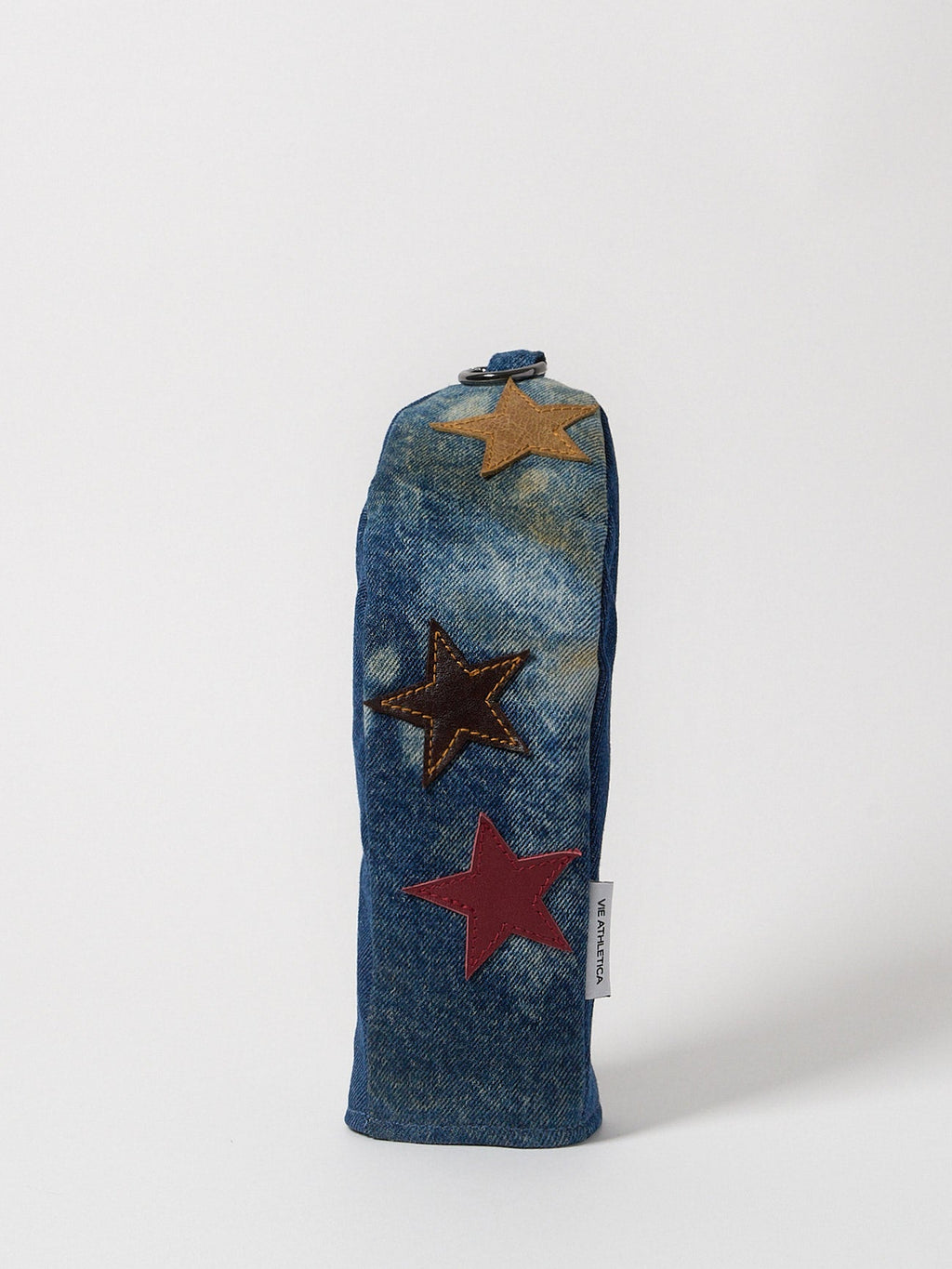 leather star on denim fairway wood golf club cover – front view
