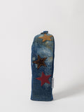 leather star on denim fairway wood golf club cover – front view