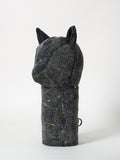 Structured dark gray denim golf driver headcover featuring an abstract Jackson Pollock-inspired paint-splatter design.