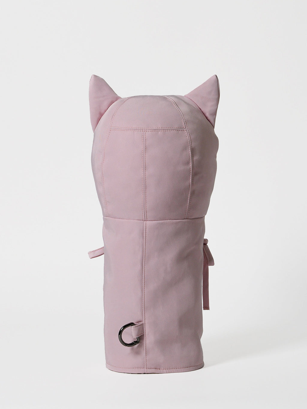 A high-performance golf driver headcover made from smooth, satin-textured nylon fabric with two playful pink ribbons sewn onto the front.