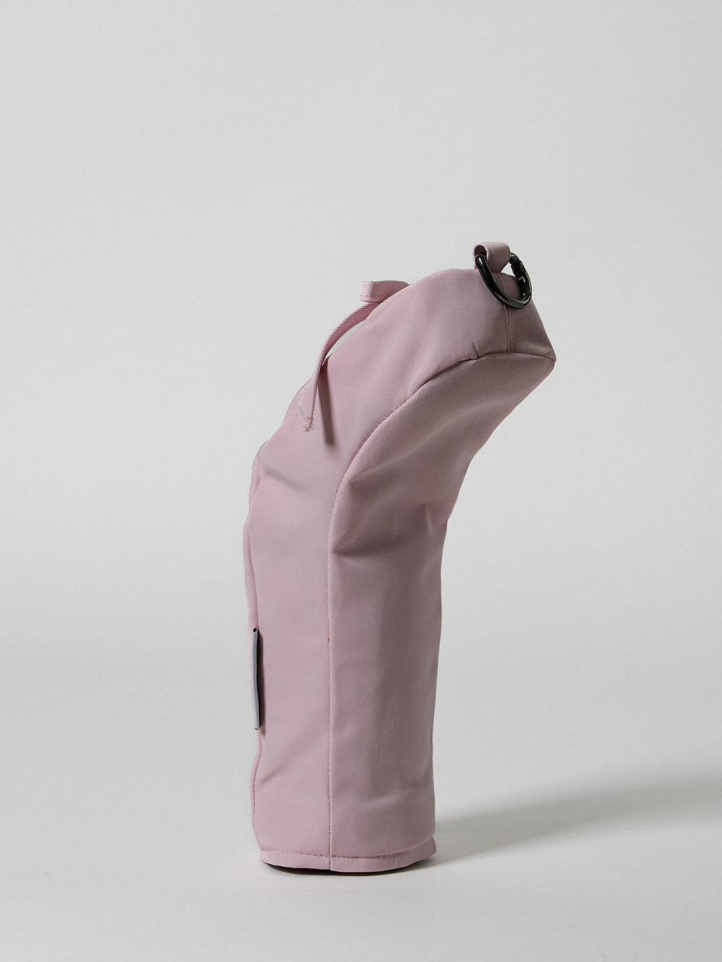 Structured pink nylon golf hybrid headcover featuring a decorative ribbon accent and a solid brass D-ring buckle.