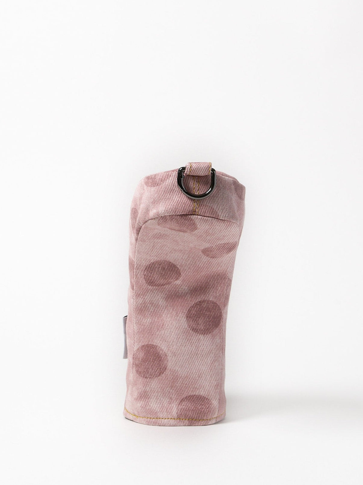 pink polka dots print on denim fairway wood golf club cover – back view