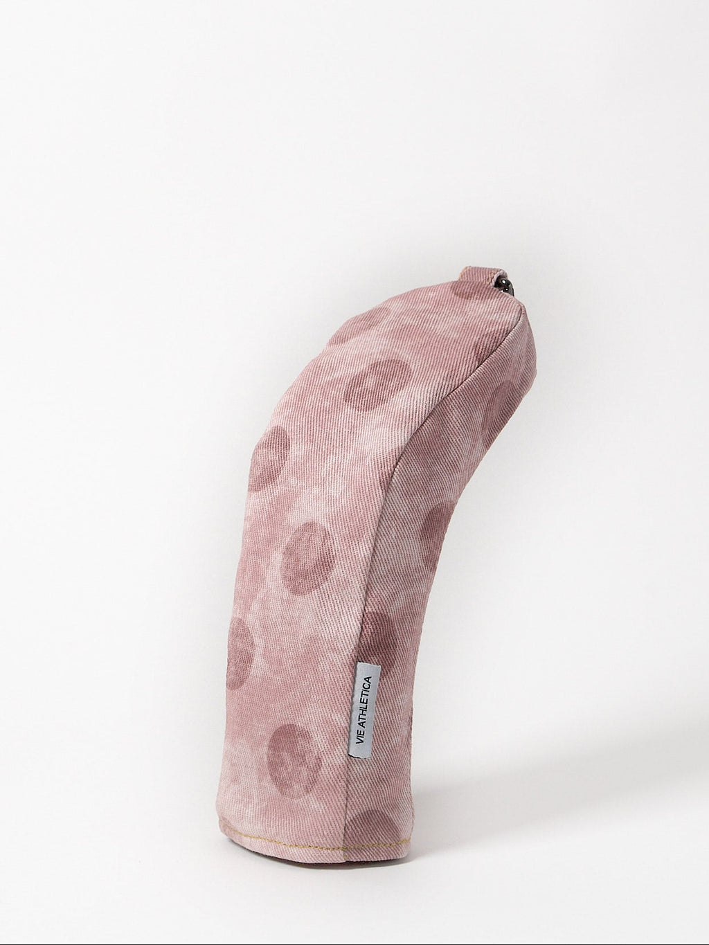 pink polka dots print on denim fairway wood golf club cover – profile view