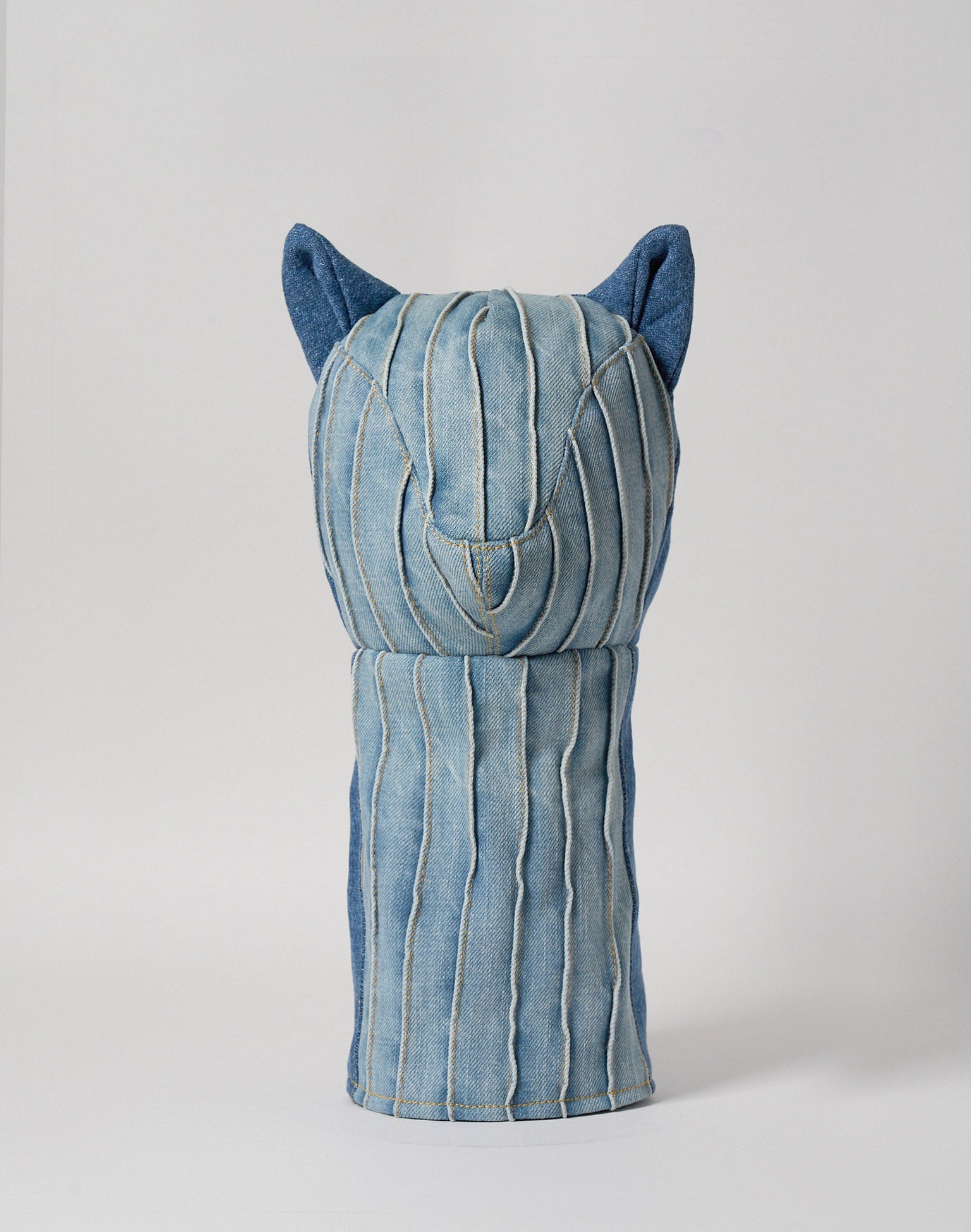 Vie Athletica striped denim driver head cover, front view