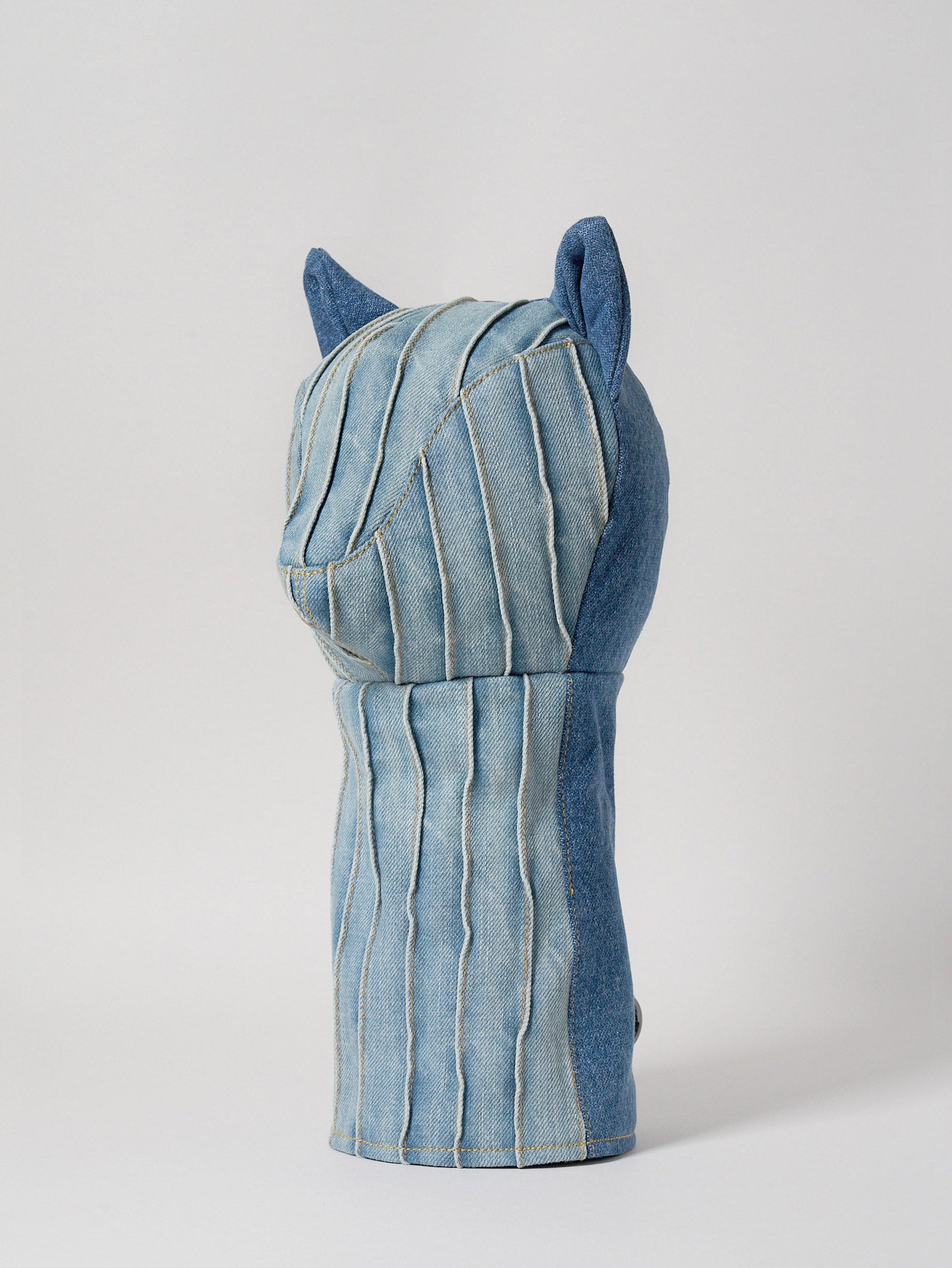 Vie Athletica striped denim driver head cover, front view