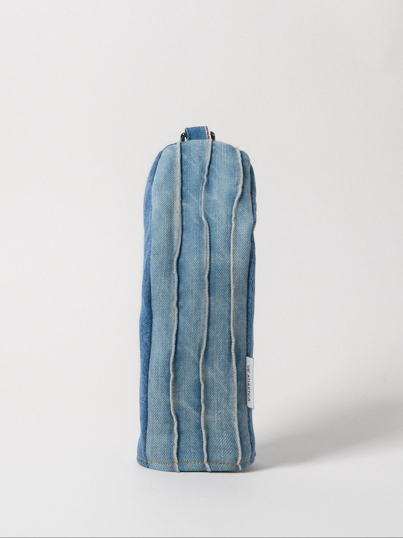 striped denim fairway wood golf club cover – front view, durable golf headcover for woods