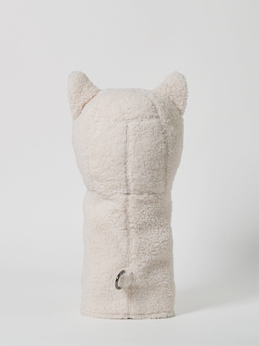 Structured plush white fluffy sherpa fleece golf driver headcover.