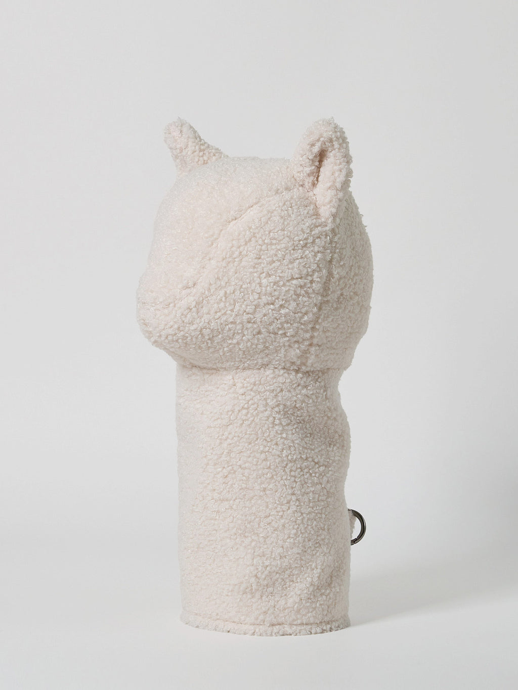 Structured plush white fluffy sherpa fleece golf driver headcover.