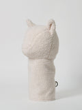 Structured plush white fluffy sherpa fleece golf driver headcover.