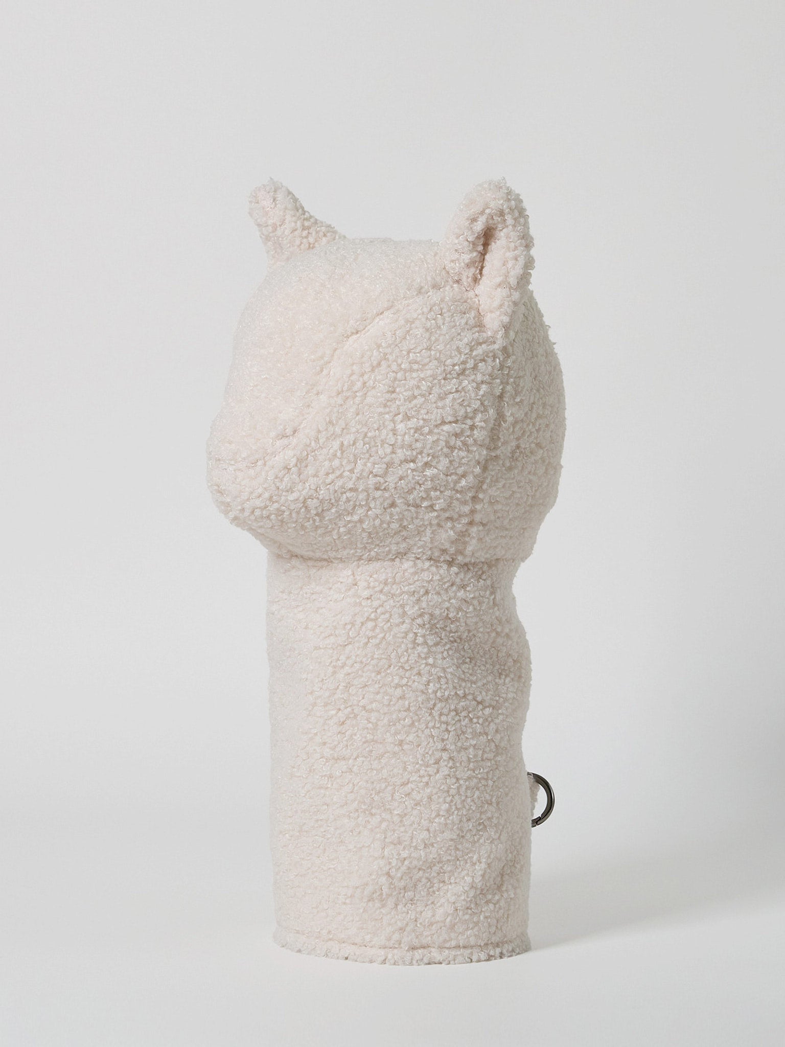 Structured plush white fluffy sherpa fleece golf driver headcover.